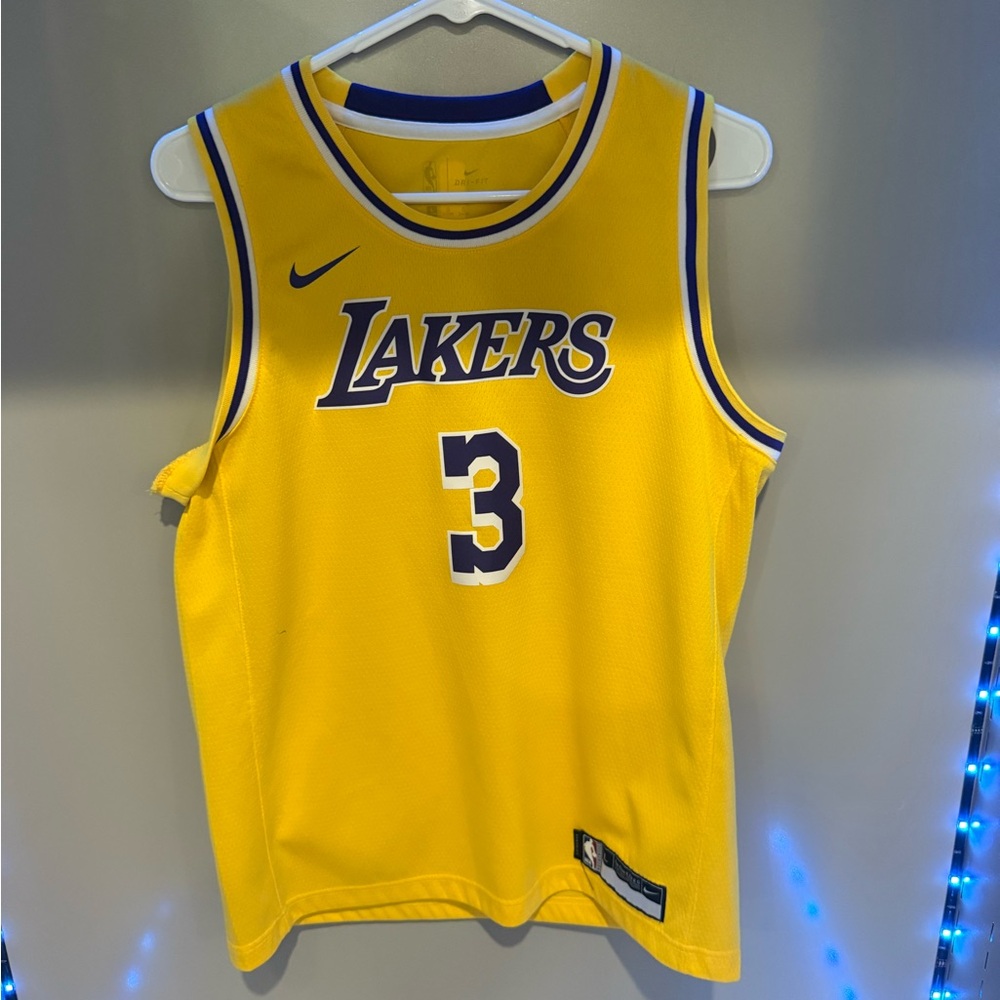 Nike Yellow and Purple Lakers Game Jersey Anthony Davis